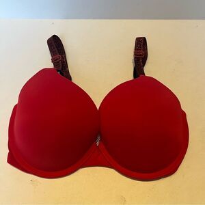 Victoria's Secret T-shirt Push-up Full Coverage Bra Red Size 32DD Underwire